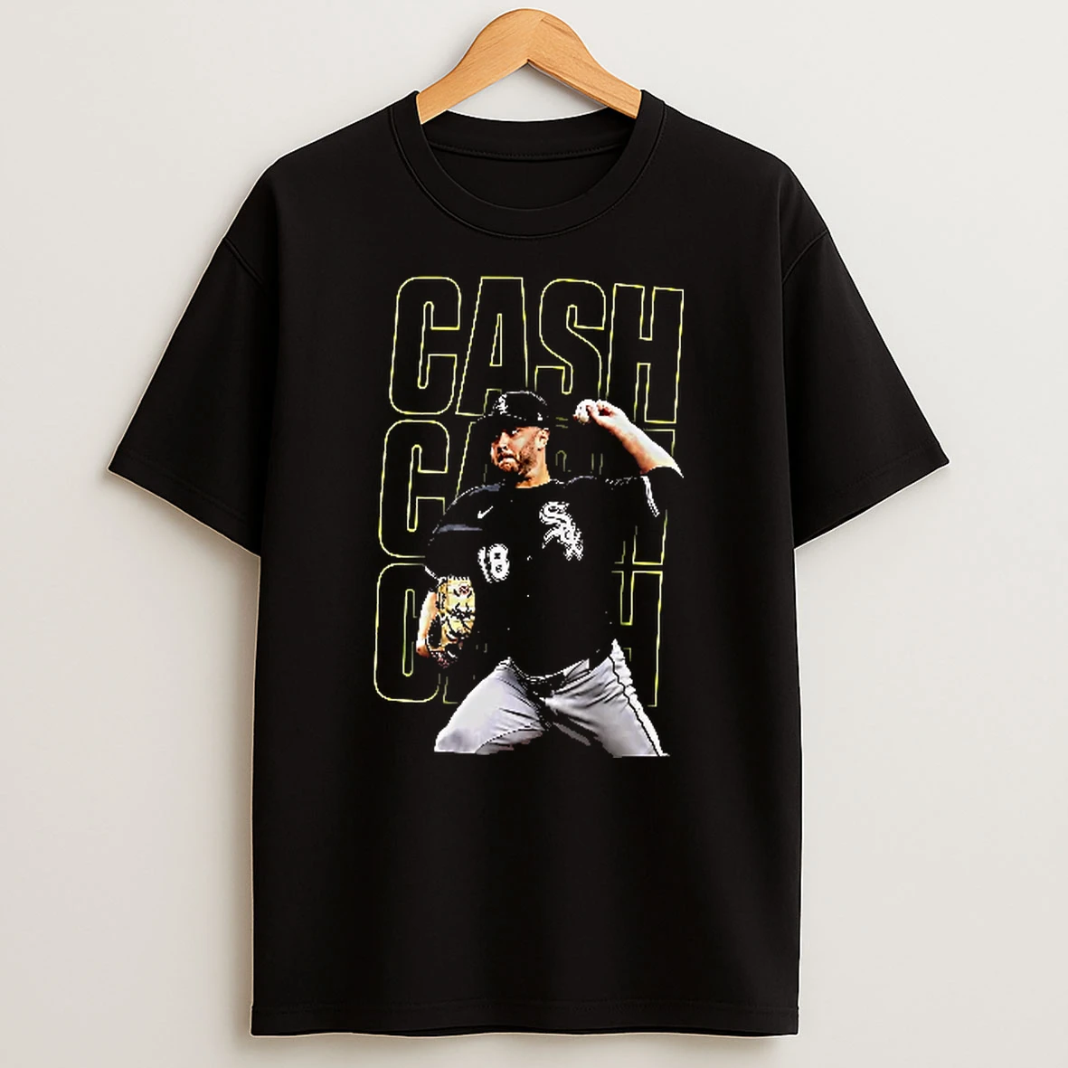 Officials Chicago White Sox Mlb Cash Pitcher Throwing Baseball Neon Outline Portrait Men T Shirt Sweatshirt
