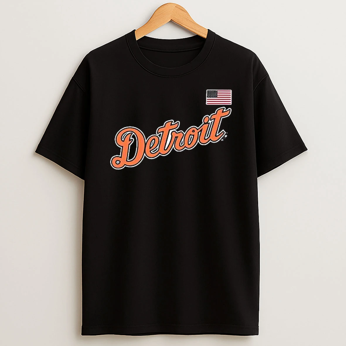 Officials Detroit Tigers 47 Heritage U S Flag Black T Shirt Sweatshirt
