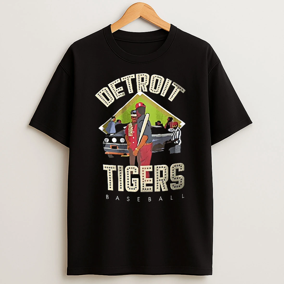 Officials Detroit Tigers Mlb Baseball Figures Convertible Car Bat Diamond Outline Youth T Shirt Sweatshirt