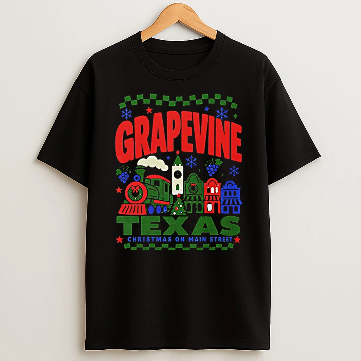 Officials Grapevine Texas Christmas On Main Street Train Clock Tower City T Shirt Sweatshirt