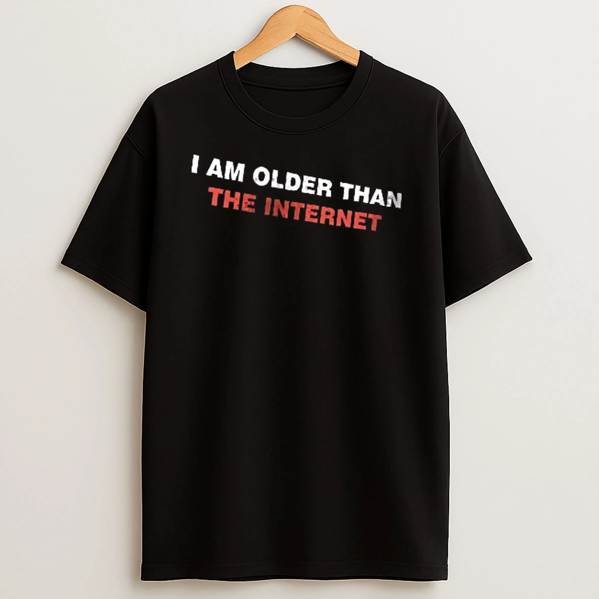 Officials I Am Older Than The Internet Red White Block Letters Bold Typography Men T Shirt Sweatshirt