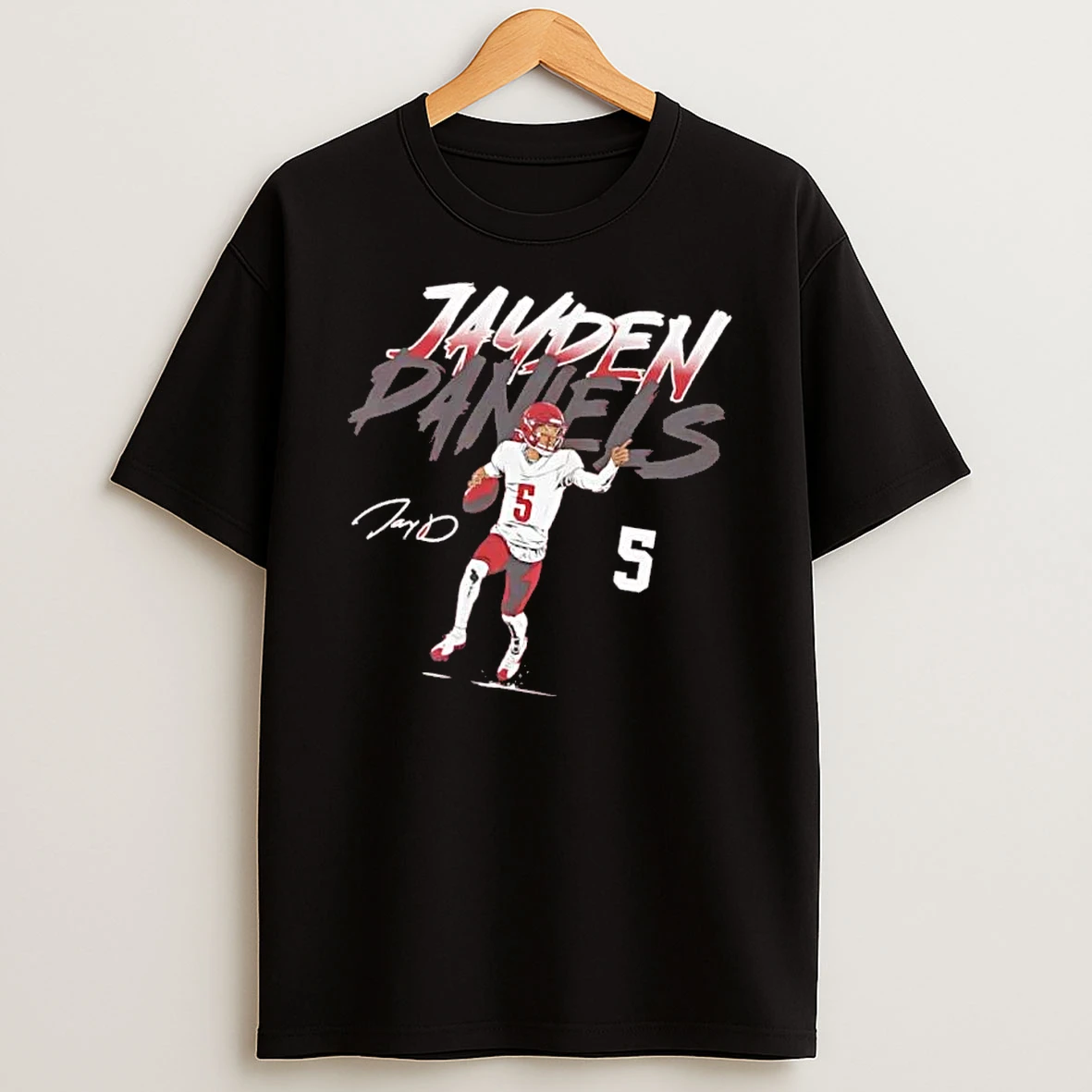 Officials Jayden Daniels Jay D Vector Football Player Running Pointing Jersey Number 5 Mens Premium T Shirt Sweatshirt Hoodie