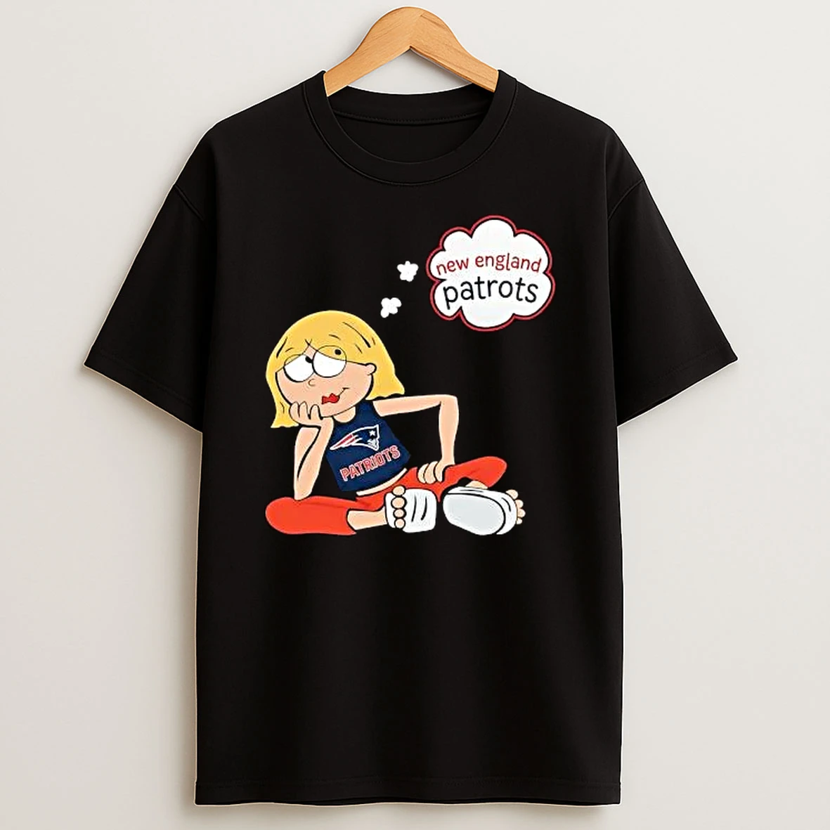 Officials New England Patriots Nfl Cartoon Blonde Girl Sitting Thought Bubble T Shirt Sweatshirt