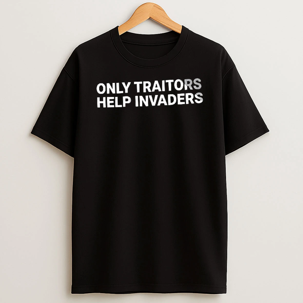 Officials Only Traitors Help Invaders White Bold Typography Solid Black Background Youth T Shirt Sweatshirt