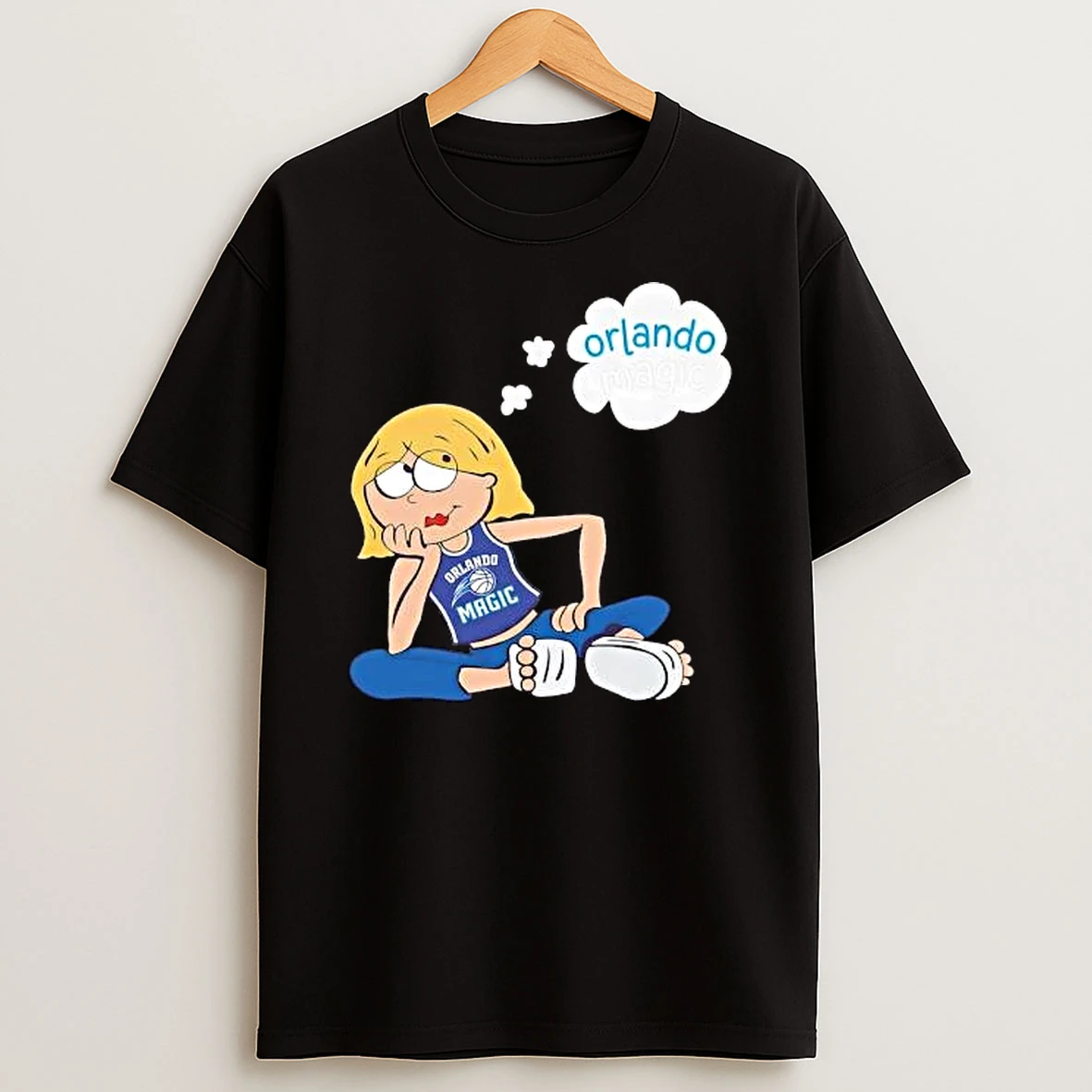 Officials Orlando Magic Nba Cartoon Blonde Girl Sitting Thinking Thought Bubble T Shirt Sweatshirt