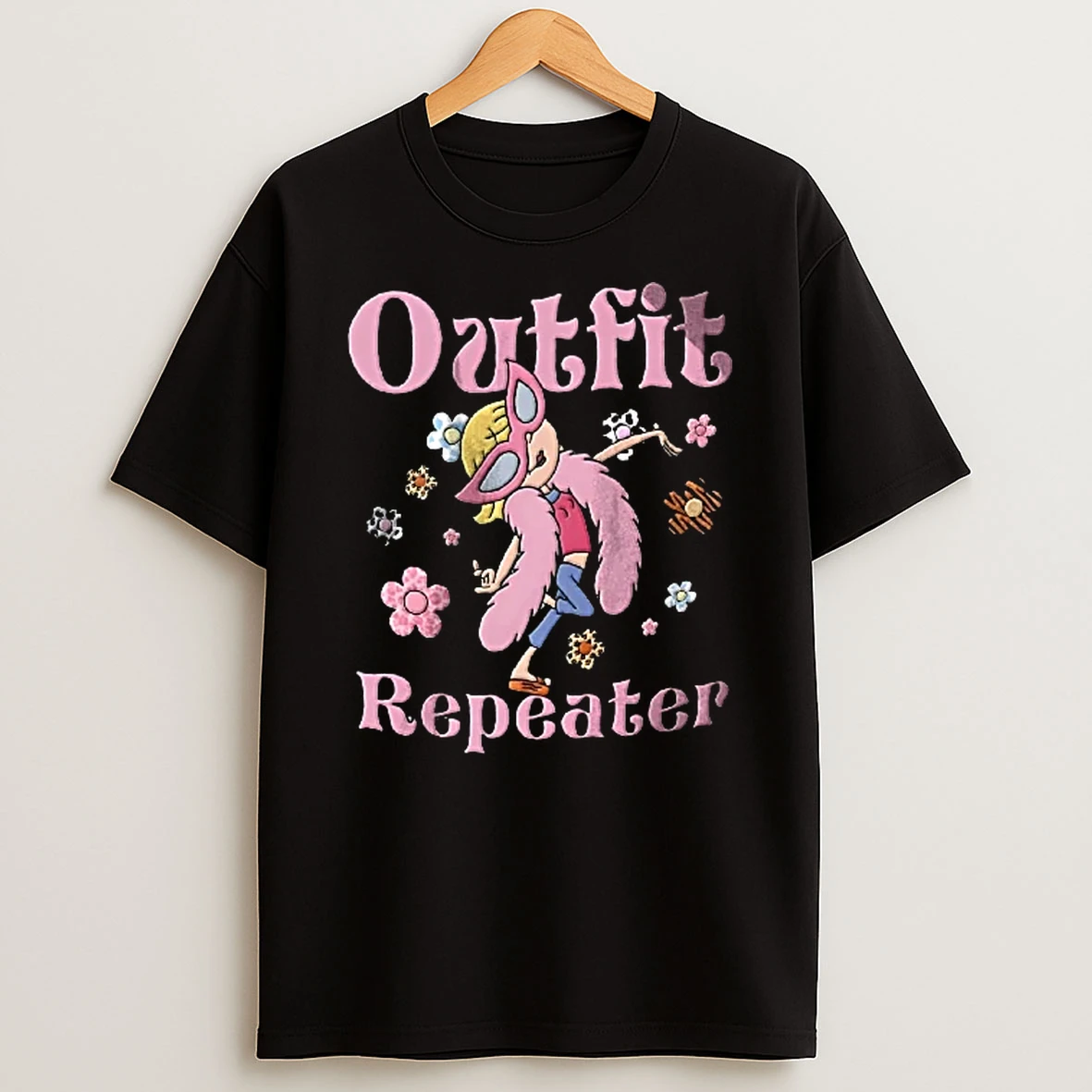 Officials Outfit Repeater Cartoon Girl Wearing Pink Sunglasses Youth T Shirt Sweatshirt