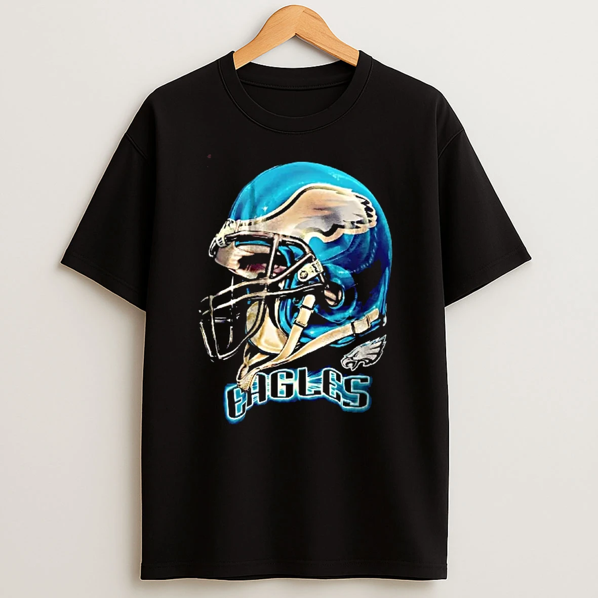Officials Philadelphia Eagles Nfl Blue Gold Football Helmet Wing Decal Youth T Shirt Sweatshirt