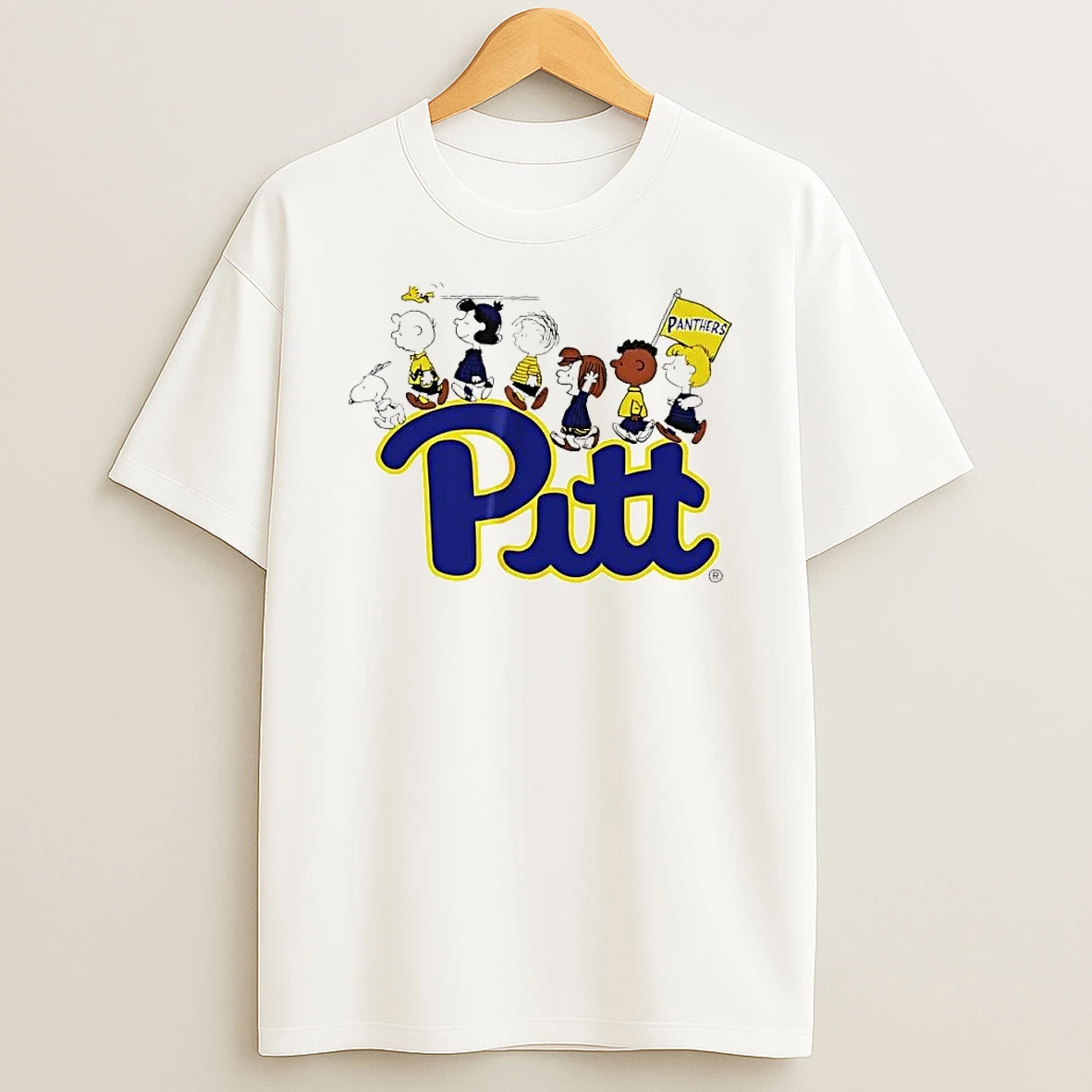 Officials Pittsburgh Panthers Ncaa Cartoon Peanuts Characters Walking Pitt Flag T Shirt Sweatshirt