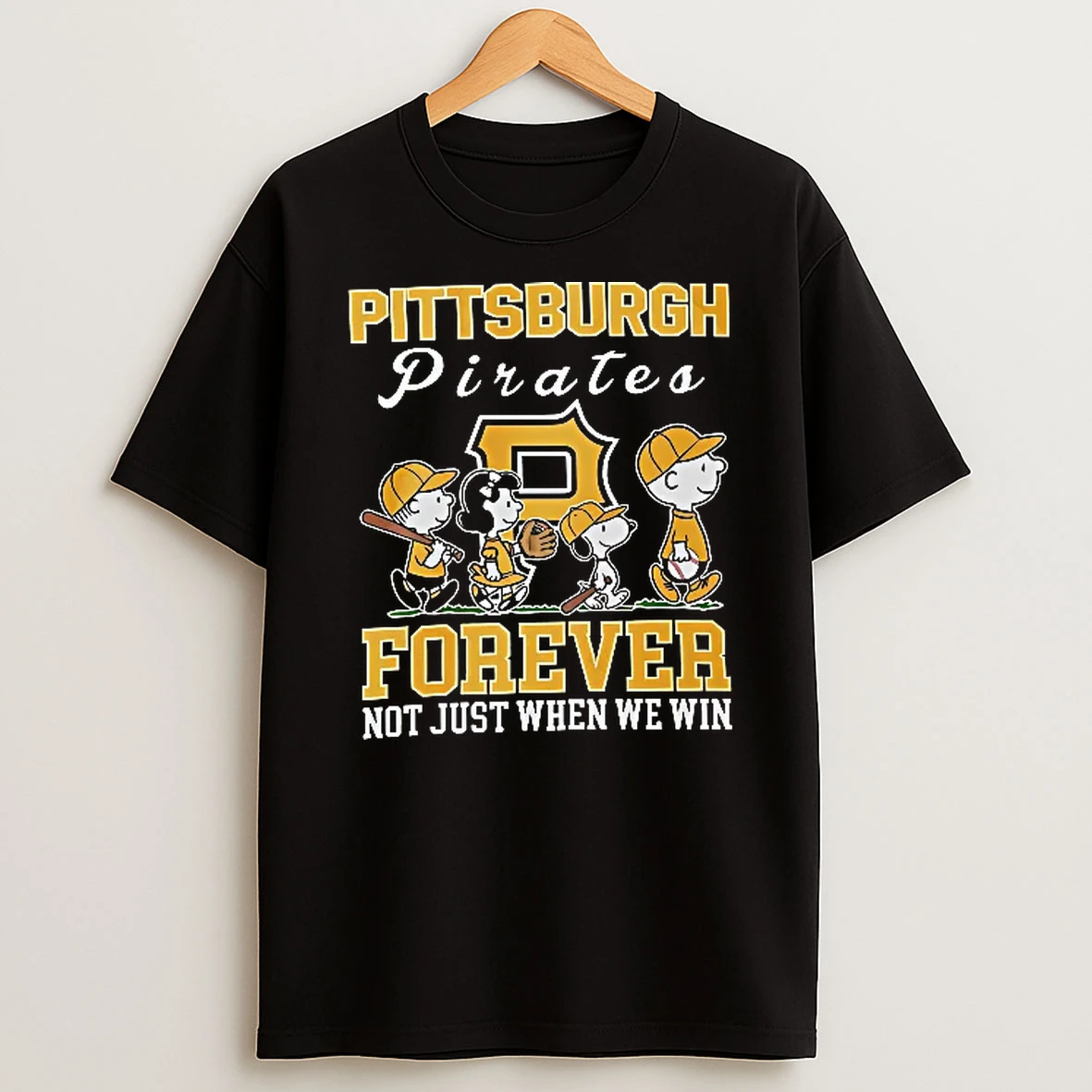 Officials Pittsburgh Pirates Mlb Forever Not Just When We Win Peanuts Cartoon Characters Walking Youth T Shirt Sweatshirt