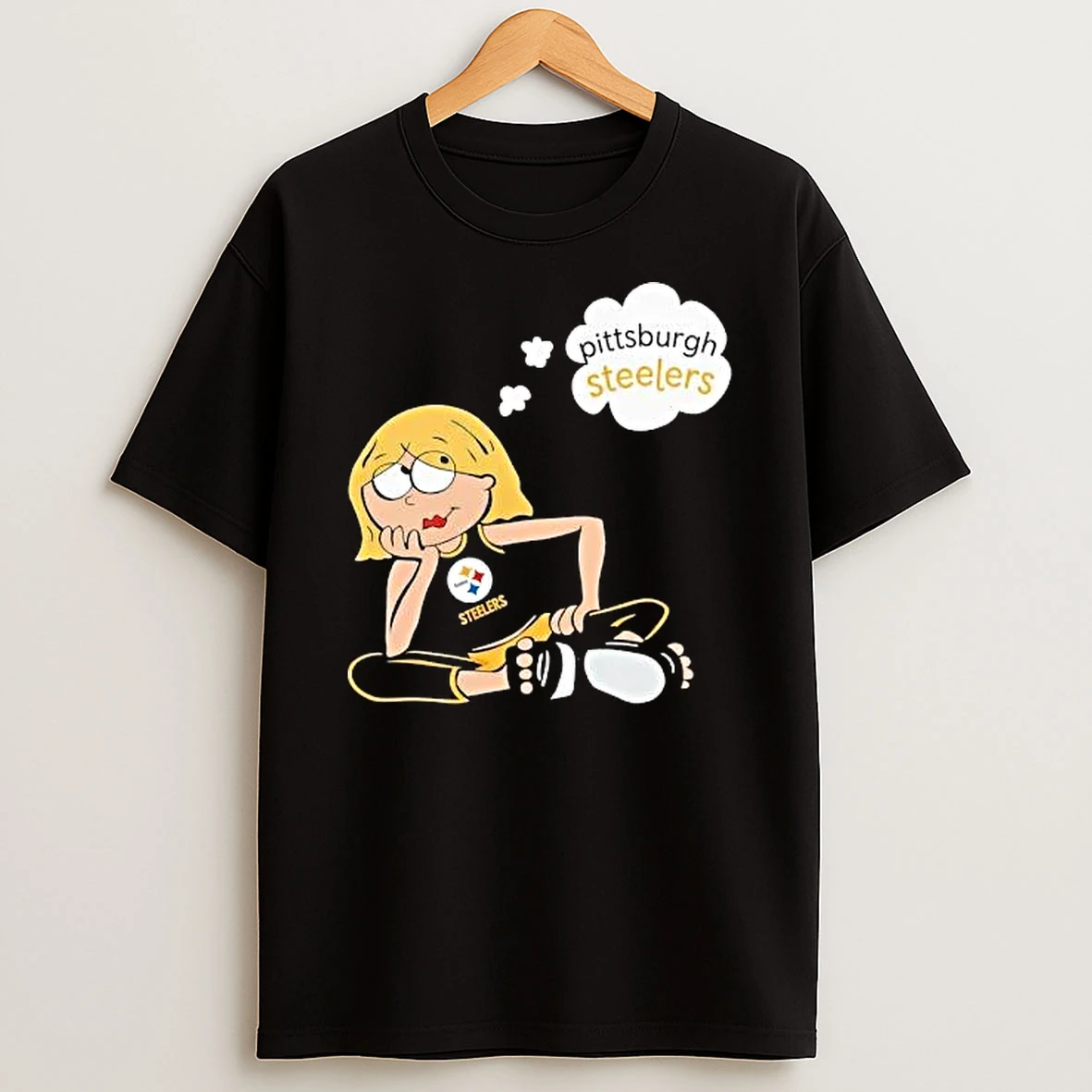 Officials Pittsburgh Steelers Nfl Blonde Cartoon Girl Daydreaming Thought Bubble T Shirt Sweatshirt