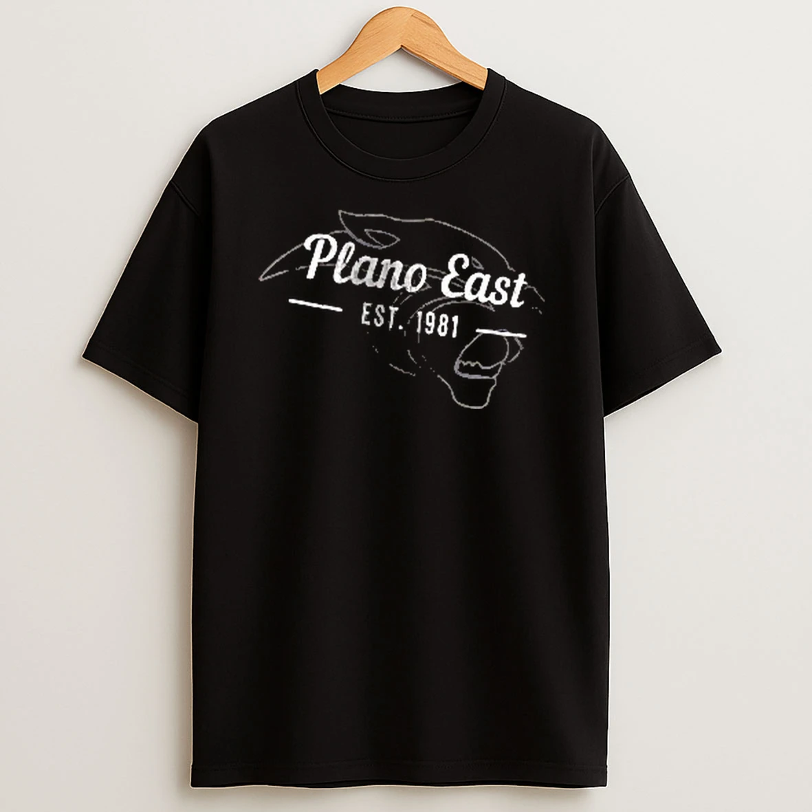 Officials Plano East Est 1981 Panther Head Outline Line Art Distressed Men T Shirt Sweatshirt