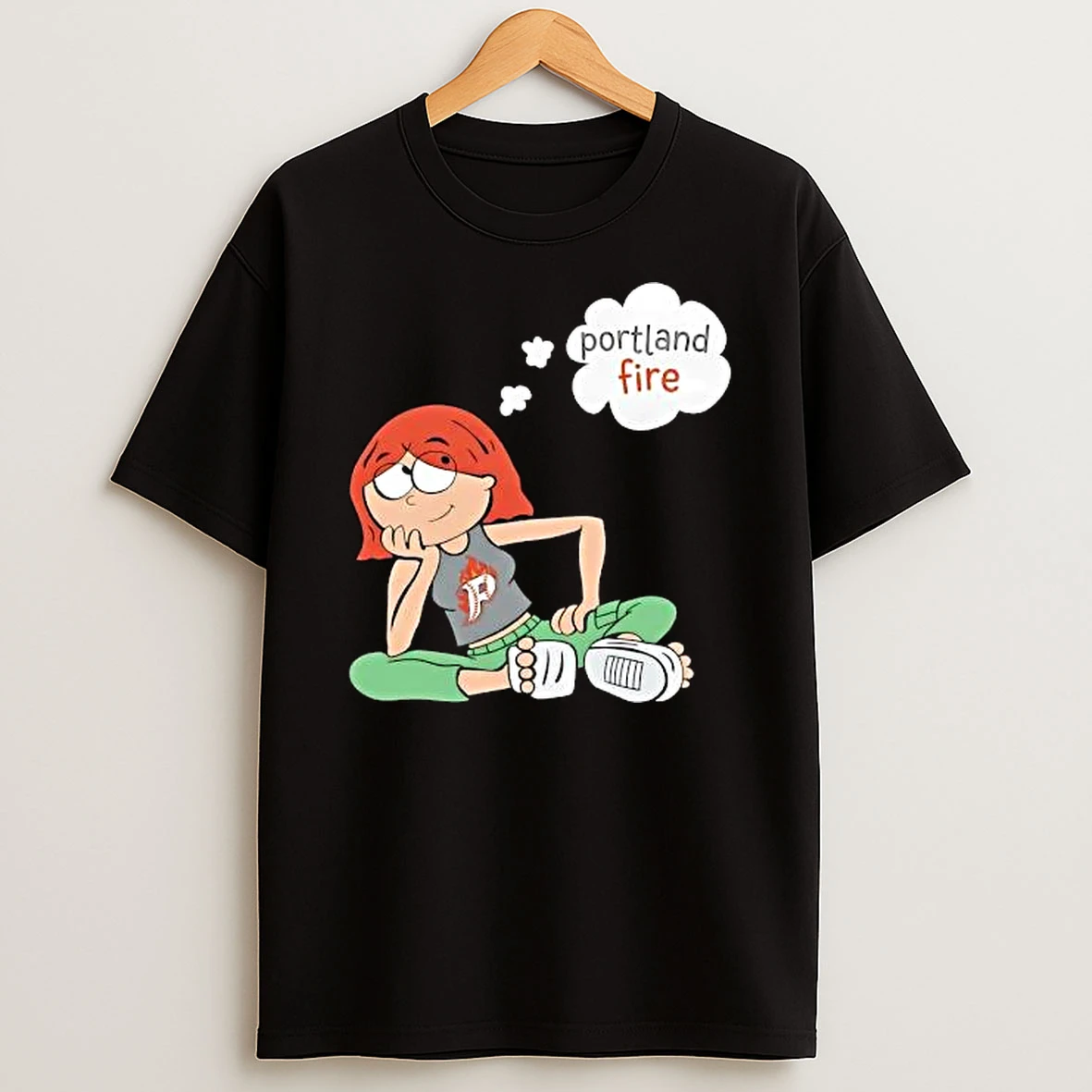 Officials Portland Fire Wnba Cartoon Redhead Girl Daydreaming Thought Bubble T Shirt Sweatshirt