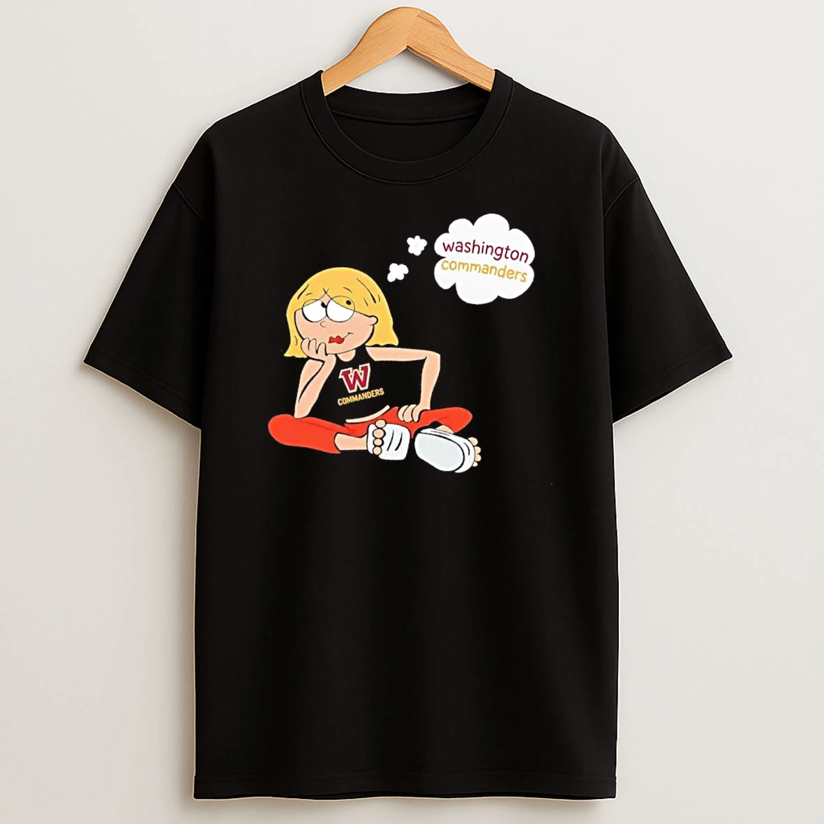 Officials Premium Washington Commanders Nfl Blonde Girl Daydreaming Thought Bubble Cartoon Mens T Shirt Sweatshirt