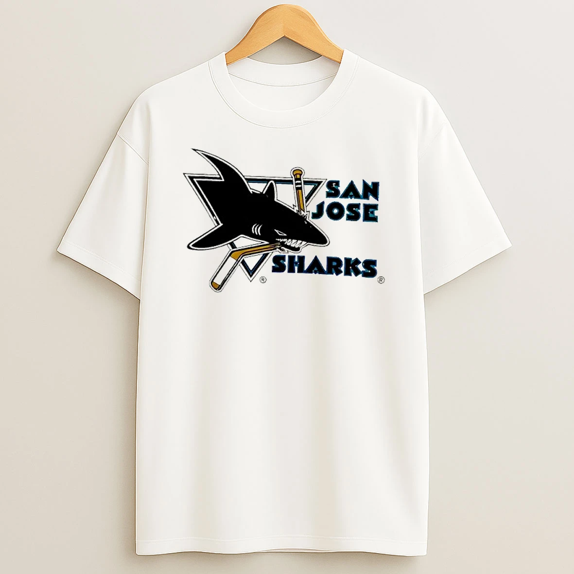 Officials San Jose Sharks Nhl Black Shark Biting Broken Hockey Stick Triangle Premium T Shirt Sweatshirt Hoodie