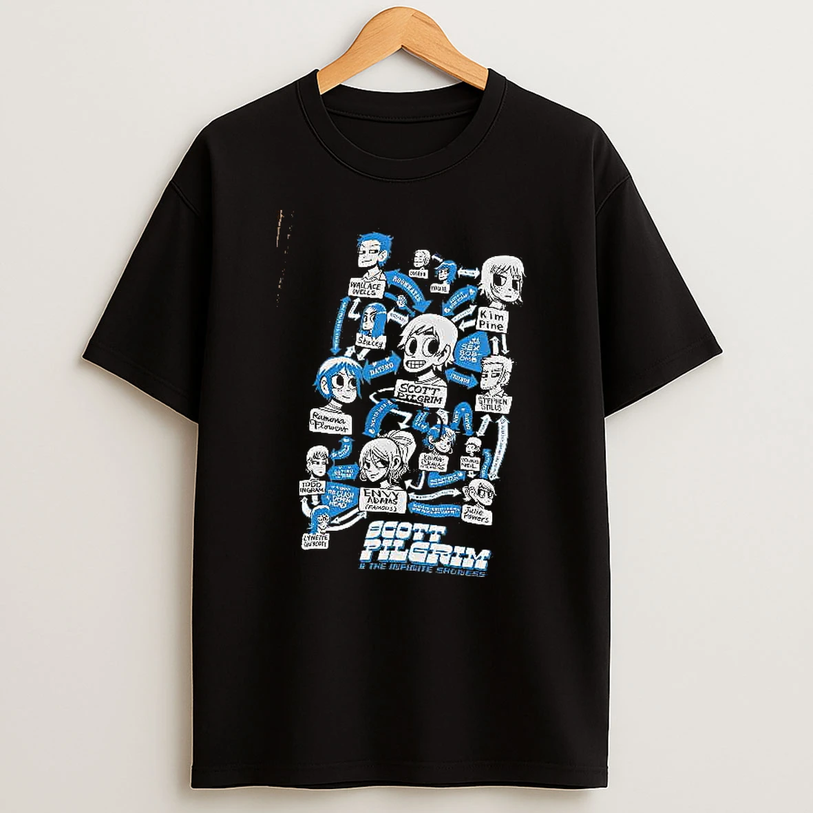 Officials Scott Pilgrim Characters Relationships Map And The Infinite Sadness T Shirt Sweatshirt