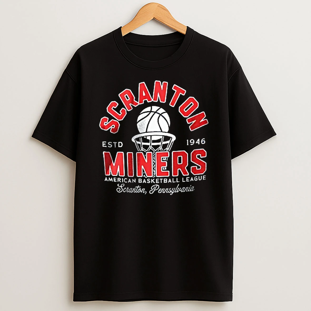Officials Scranton Miners Estd 1946 American Basketball League Pennsylvania Ball Going Through Hoop Youth T Shirt Sweatshirt