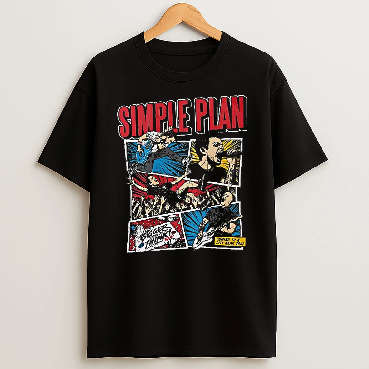 Officials Simple Plan Bigger Than You Think Tour Coming To A City Near Comic Book Panels Band Members Performing Youth T Shirt Sweatshirt
