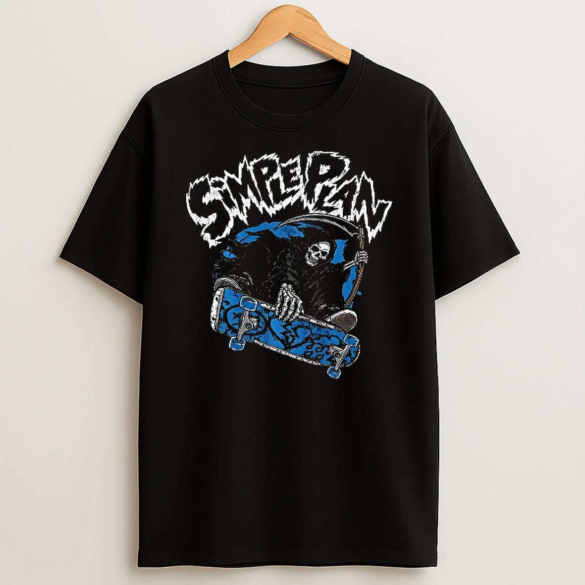 Officials Simple Plan Distressed Grim Reaper Skateboarding Scythe Deck Youth T Shirt Sweatshirt