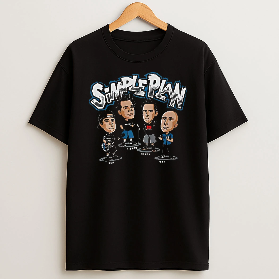 Officials Simple Plan Seb Pierre Roster Cartoon Caricature Band Members Skateboard Guitar Youth T Shirt Sweatshirt