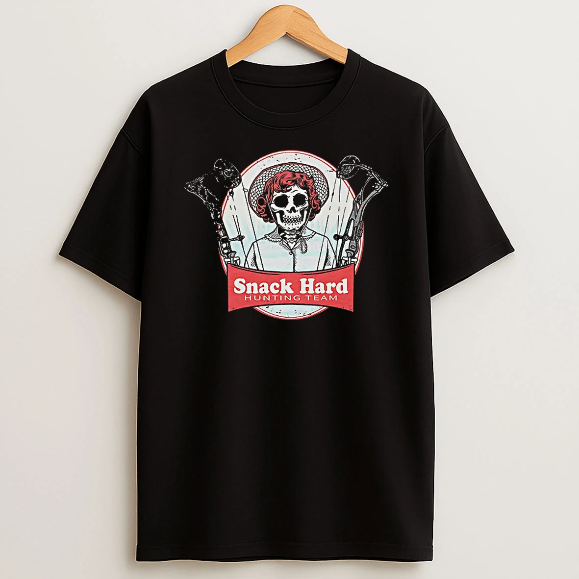 Officials Snack Hard Hunting Team Bow Hunter Skull Skeleton Tee T Shirt Sweatshirt
