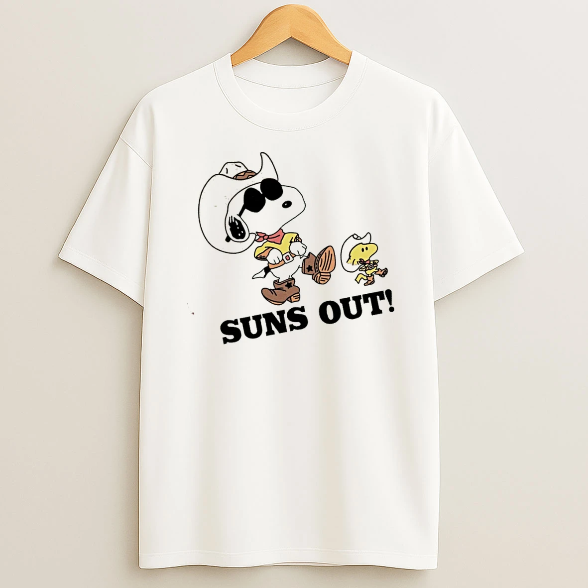 Officials Snoopy And Woodstock Suns Out Cowboy Western T Shirt Sweatshirt