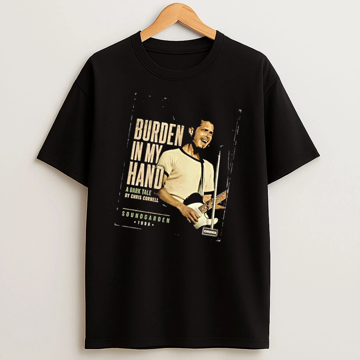 Officials Soundgarden Burden In My Hand A Dark Tale Chris Cornell 1996 Musician Playing Guitar Vintage Mens T Shirt Sweatshirt