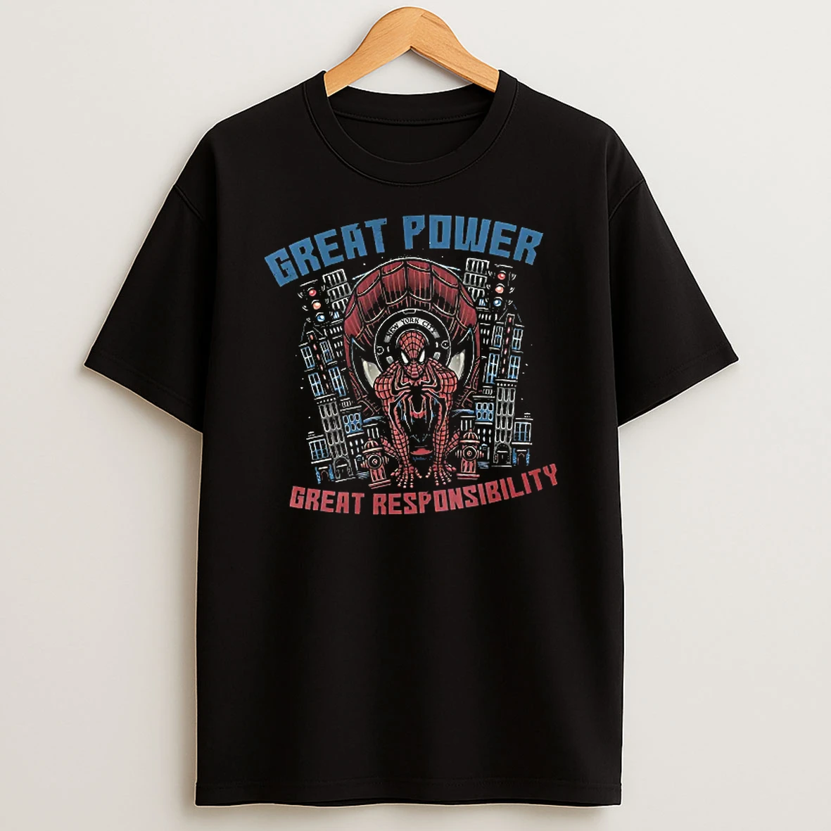 Officials Spider Man Marvel New York City Great Power Great Responsibility Character T Shirt Sweatshirt