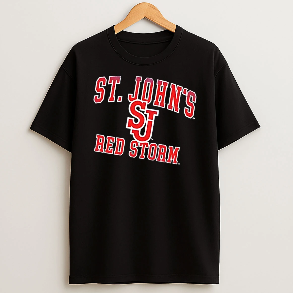 Officials St Johns Red Storm Ncaa Arch Lettering Interlocking Monogram Logo Mens Premium T Shirt Sweatshirt Hoodie
