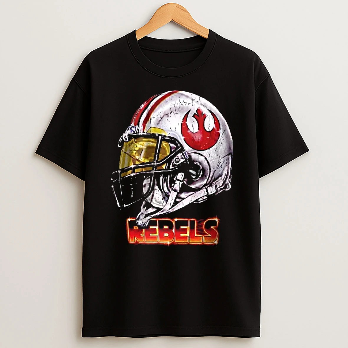 Officials Star Wars Rebels Distressed Football Helmet Yellow Visor Alliance Emblem Youth T Shirt Sweatshirt