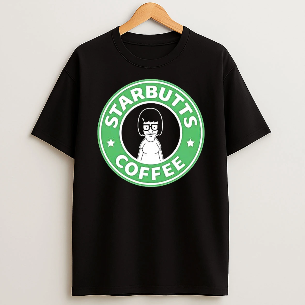 Officials Starbutts Coffee Tina Belcher Cartoon Character Green Circular Emblem Logo Parody T Shirt Sweatshirt