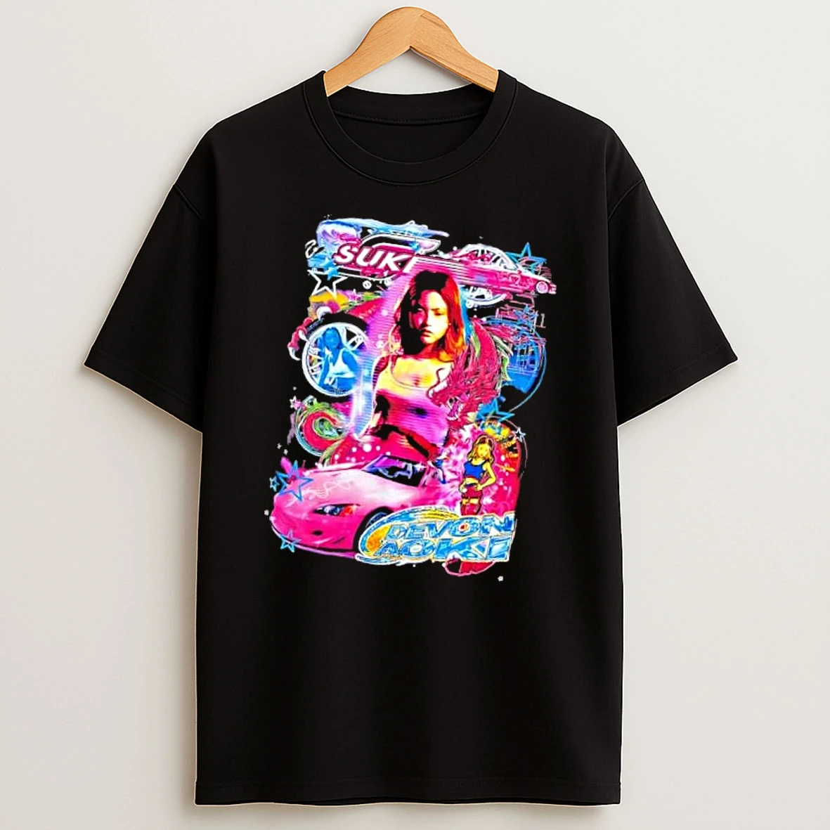 Officials Suki Devon Aoki Pink Sports Car Dragon Speedometer Neon Collage Bootleg Mens T Shirt Sweatshirt