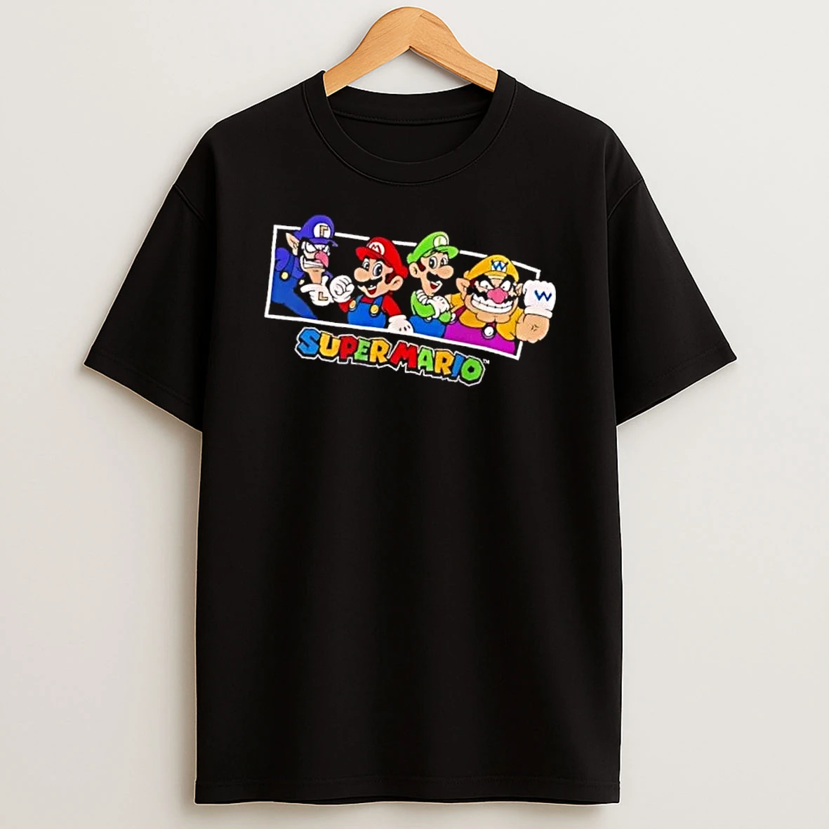 Officials Super Mario Cartoon Characters Waluigi Luigi Wario Group Frame Mens T Shirt Sweatshirt