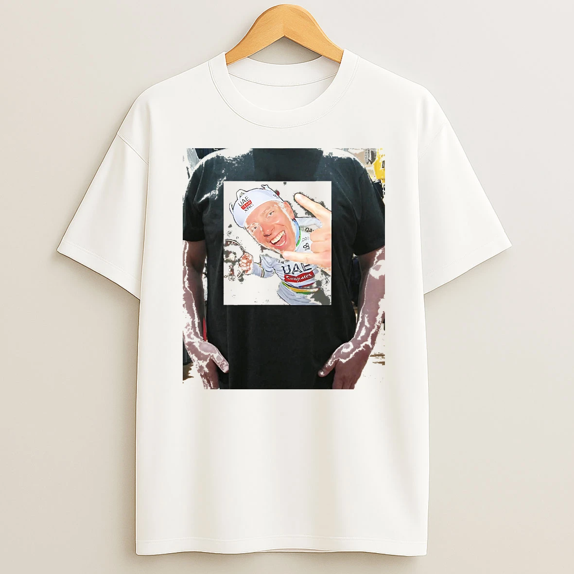 Officials Tadej Pogacar Hand Gesture Laughing Premium T Shirt Sweatshirt Hoodie