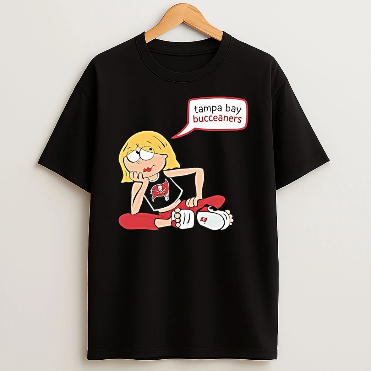Officials Tampa Bay Buccaneers Nfl Cartoon Blonde Girl Sitting Speech Bubble T Shirt Sweatshirt
