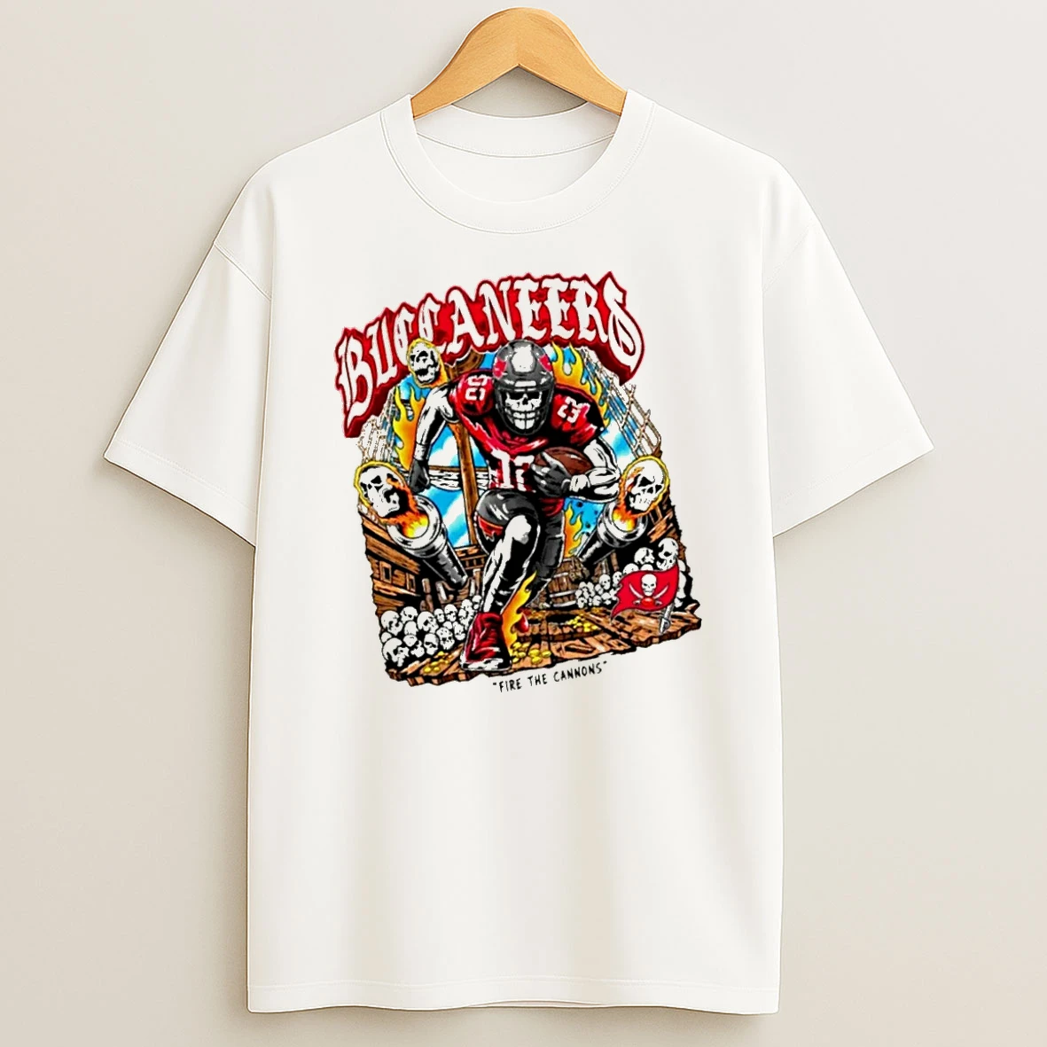 Officials Tampa Bay Buccaneers No 12 Skull Football Player Fire The Cannons T Shirt Sweatshirt