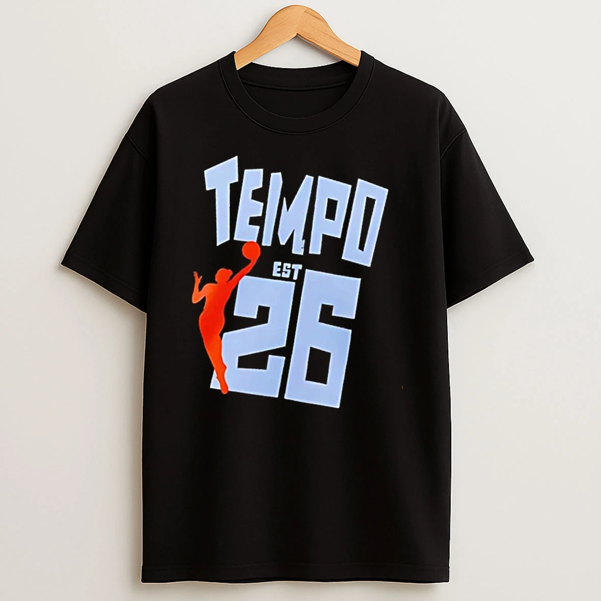 Officials Tempo Est 26 Orange Silhouette Female Basketball Player Dunking Mens T Shirt Sweatshirt