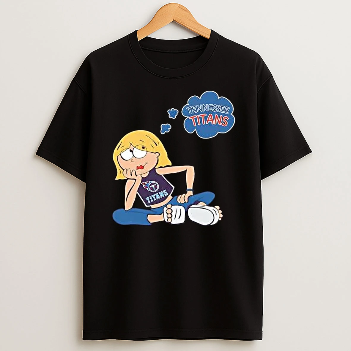 Officials Tennessee Titans Nfl Blonde Cartoon Girl Sitting Thinking Thought Bubble T Shirt Sweatshirt