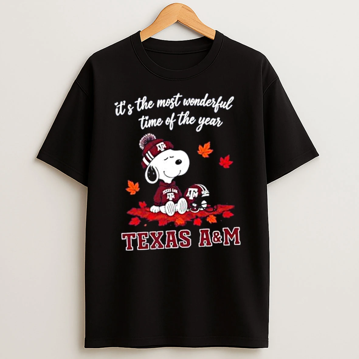 Officials Texas Am Aggies X Snoopy Most Wonderful Time Of The Year Autumn Merch T Shirt Sweatshirt