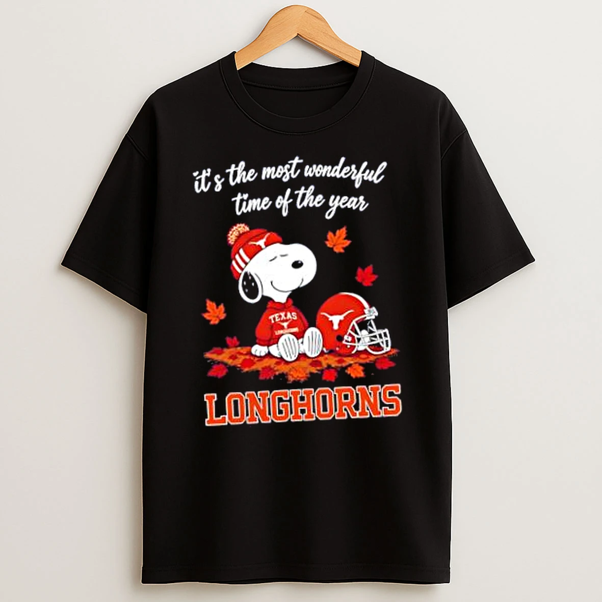Officials Texas Longhorns X Snoopy Most Wonderful Time Of The Year Autumn Merch T Shirt Sweatshirt