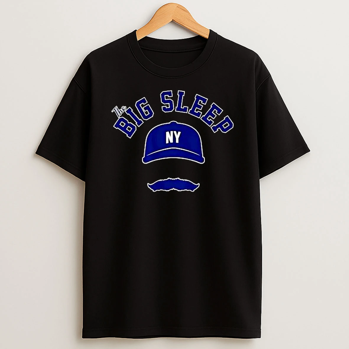 Officials The Big Sleep Ny Dark Blue Baseball Cap Mustache Silhouette Outline T Shirt Sweatshirt