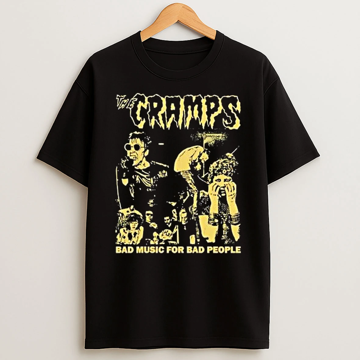 Officials The Cramps Bad Music For People Band Members Collage Yellow Black Premium T Shirt Sweatshirt Hoodie
