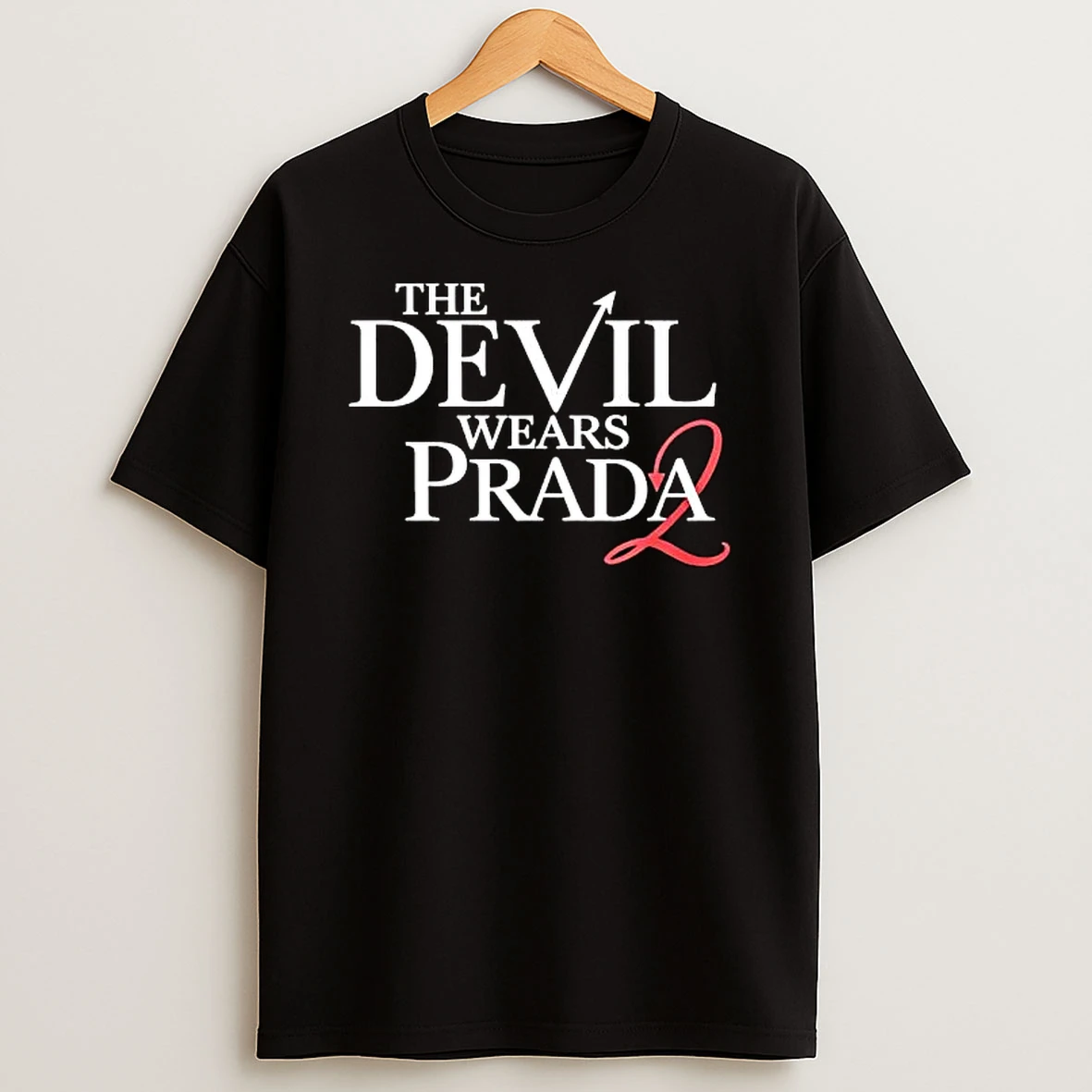 Officials The Devil Wears Prada 2 Title Typography Red Pitchfork Arrow Tail Premium T Shirt Sweatshirt Hoodie