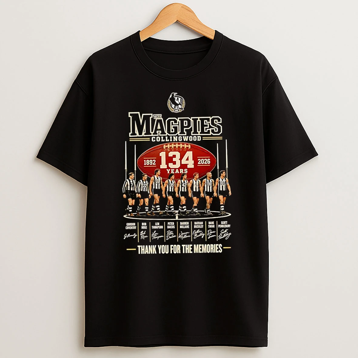 Officials The Magpies Collingwood 134 Years 1892 2026 Thank You For The Memories T Shirt Sweatshirt