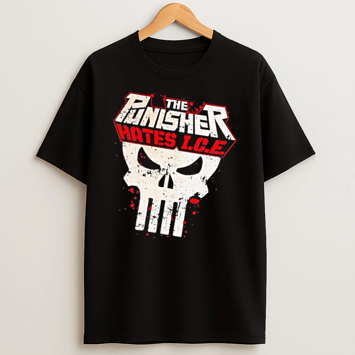 Officials The Punisher Hates Ice Distressed White Skull Red Paint Splatters Mens T Shirt Sweatshirt
