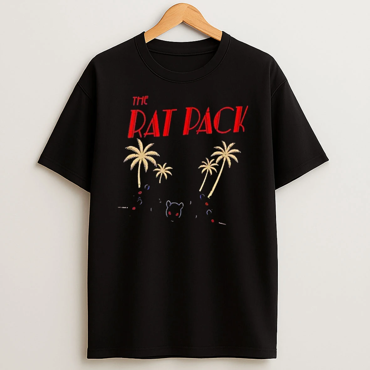 Officials The Rat Pack Palm Trees Black Rats Glowing Red Eyes Distressed Mens Premium T Shirt Sweatshirt Hoodie