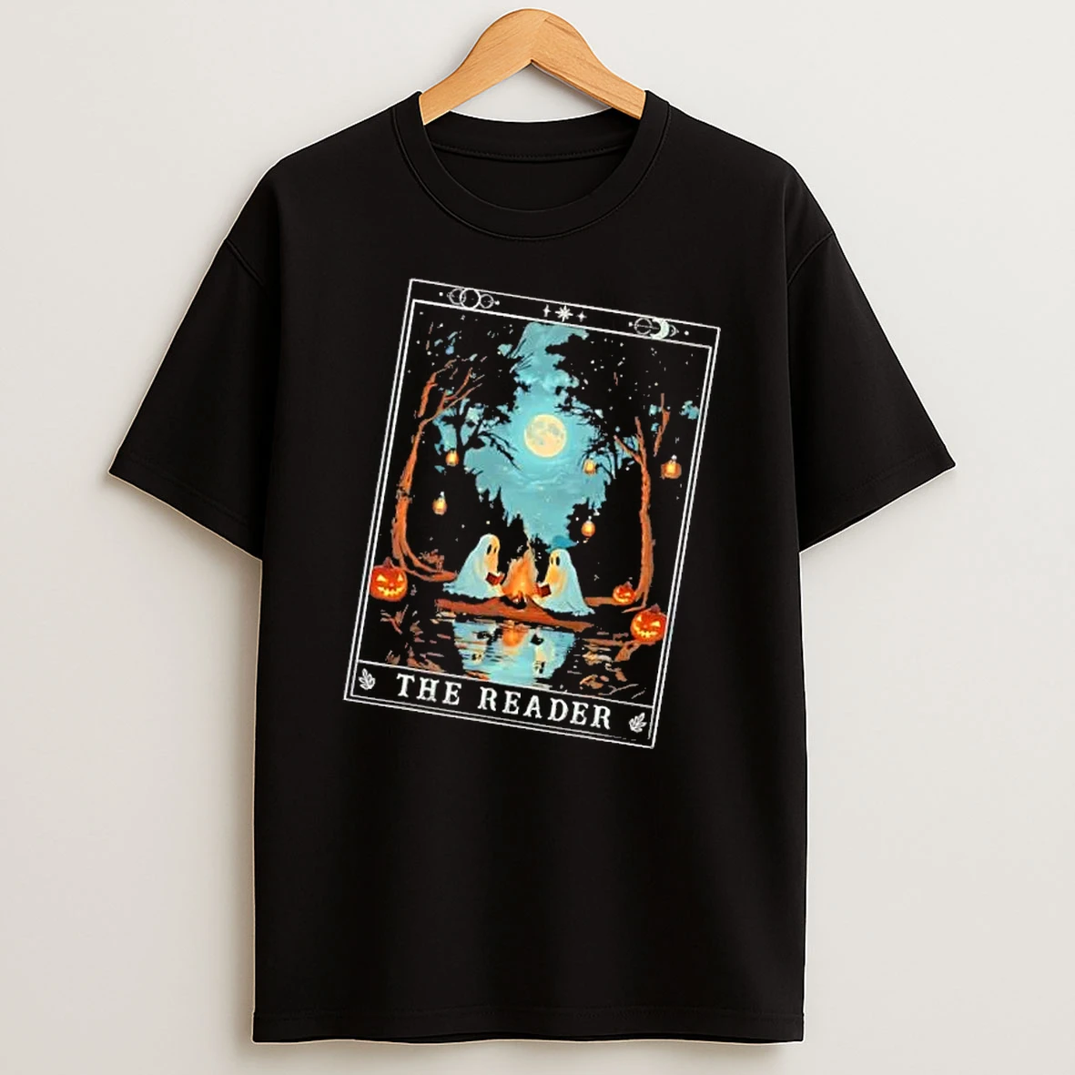 Officials The Reader Tarot Card Cute Ghosts Reading Campfire Forest Mens T Shirt Sweatshirt