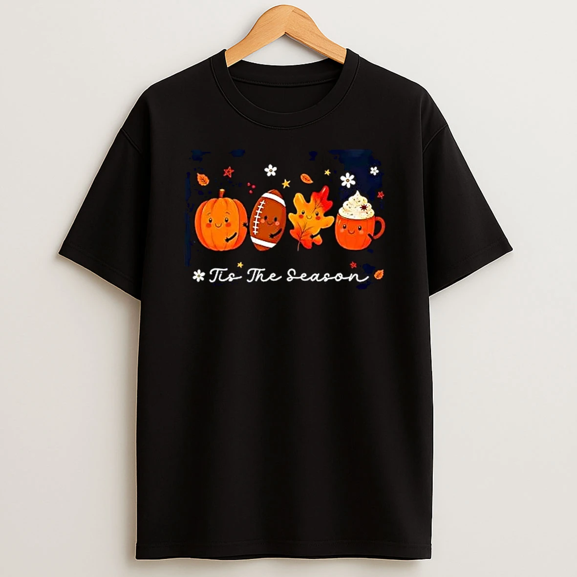 Officials Tis The Season Cartoon Smiling Pumpkin Football Fall Leaf Premium T Shirt Sweatshirt Hoodie