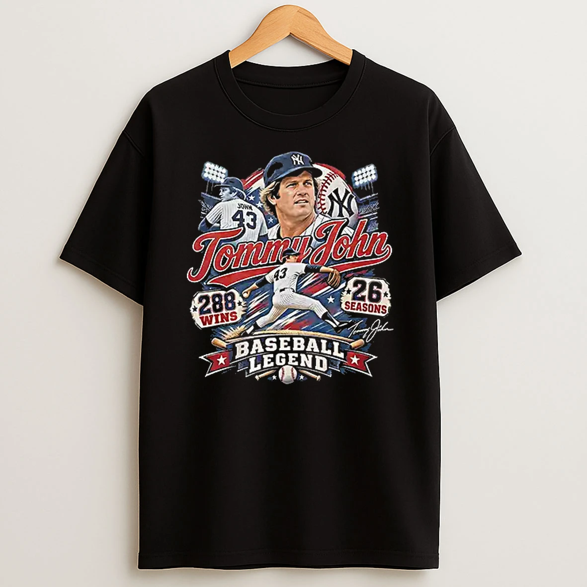 Officials Tommy John New York Yankees Mlb 288 Wins 26 Seasons Baseball Legend T Shirt Sweatshirt