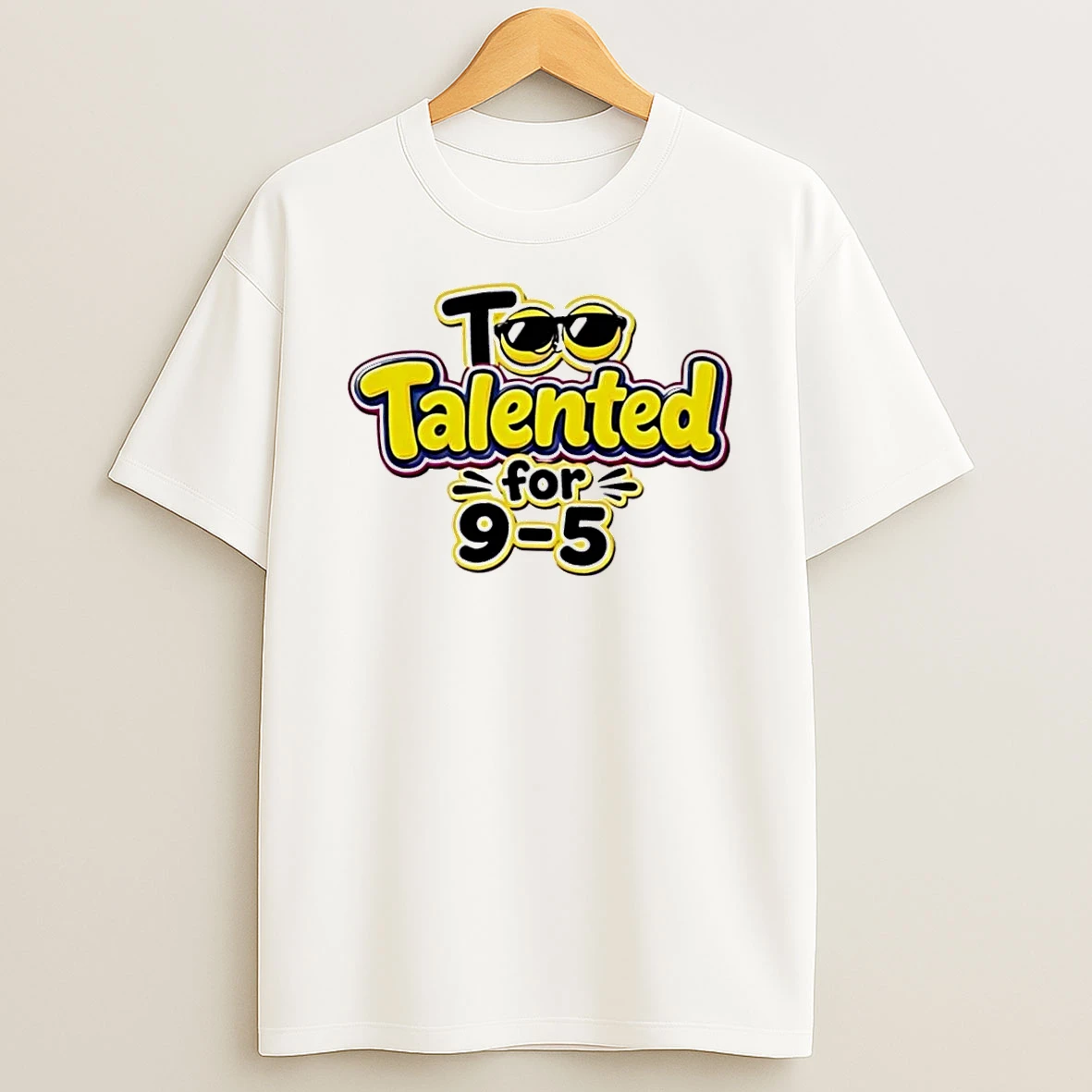 Officials Too Talented For 9 5 Yellow Cartoon Bubble Text Emoji Sunglasses White Womens Premium T Shirt Sweatshirt Hoodie