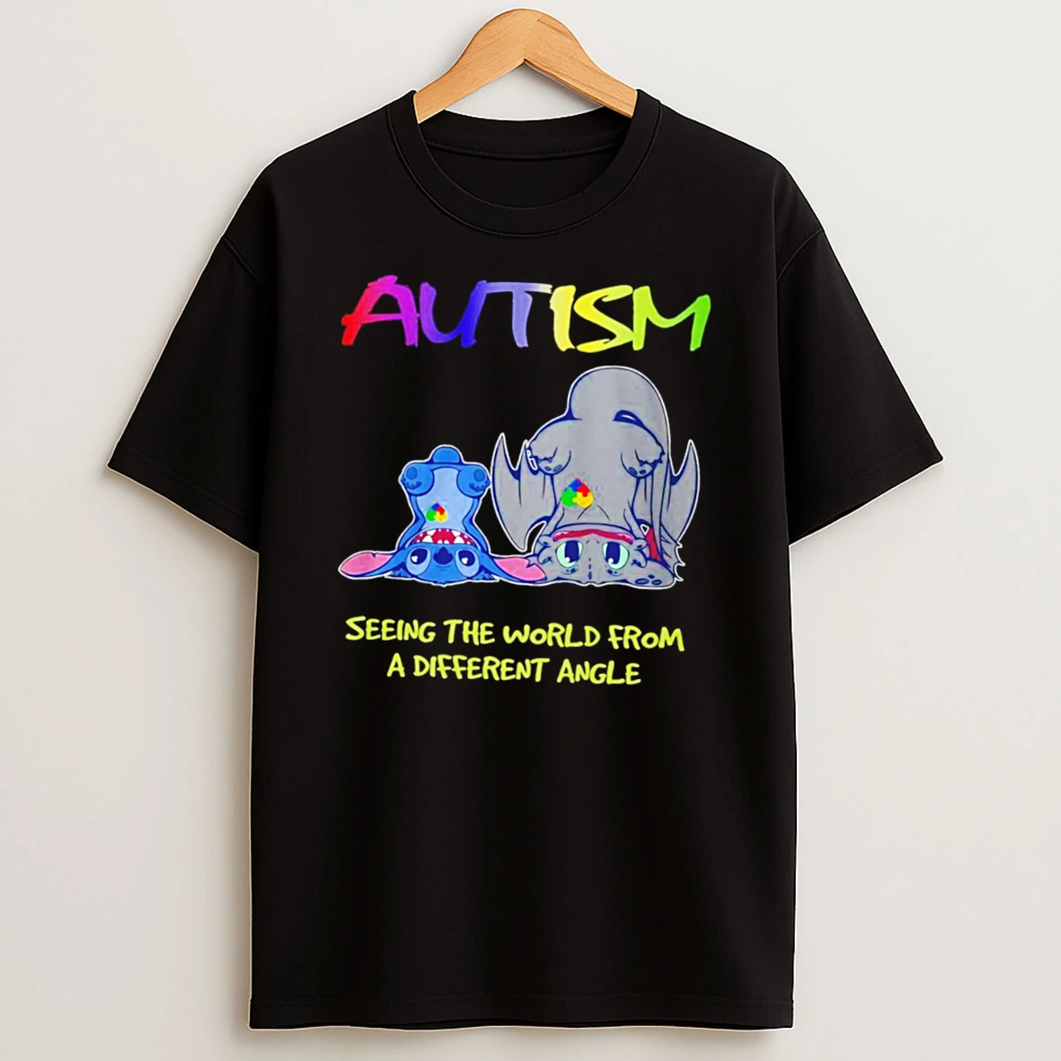 Officials Toothless Stitch Autism See World Different Angle Tee Premium T Shirt Sweatshirt Hoodie